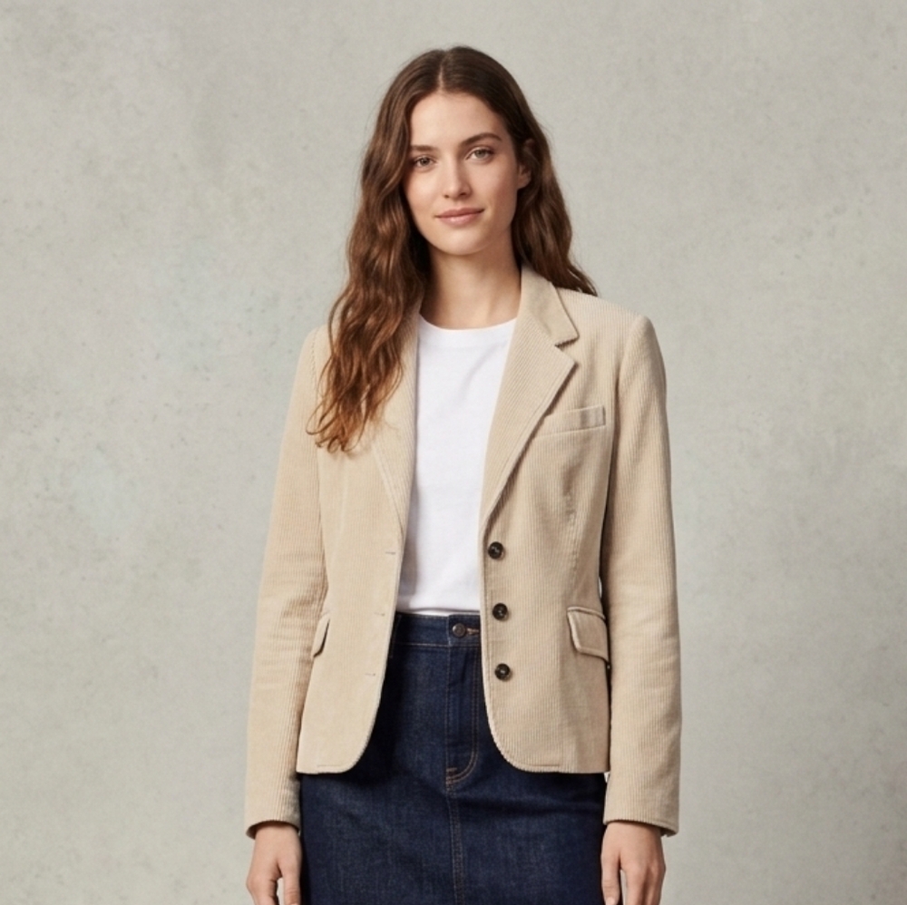 Sandro Sport Women's Sand Corduroy Blazer Size 12